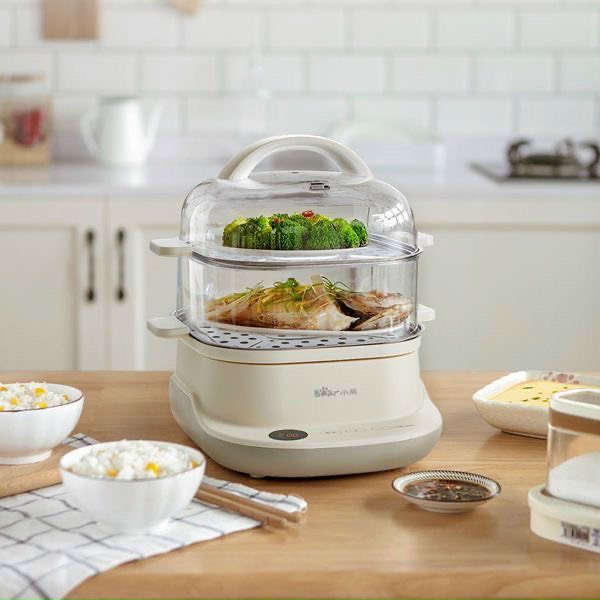 Nồi Hấp Hai Tầng Bear DZG-C60A1 Khay Inox 304 Dễ Vệ Sinh Chức Năng Hấp Đa Dạng Dung Tích 6L -Hàng Chính Hãng- Cáo đeo nơ
