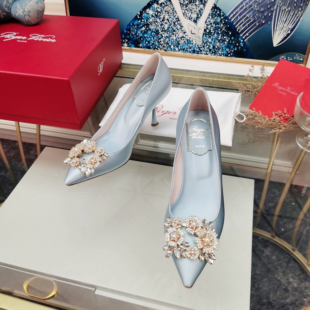 Giày cao gót nữ thời trang cao cấp Roger Vivier RV phong cách sang trọng