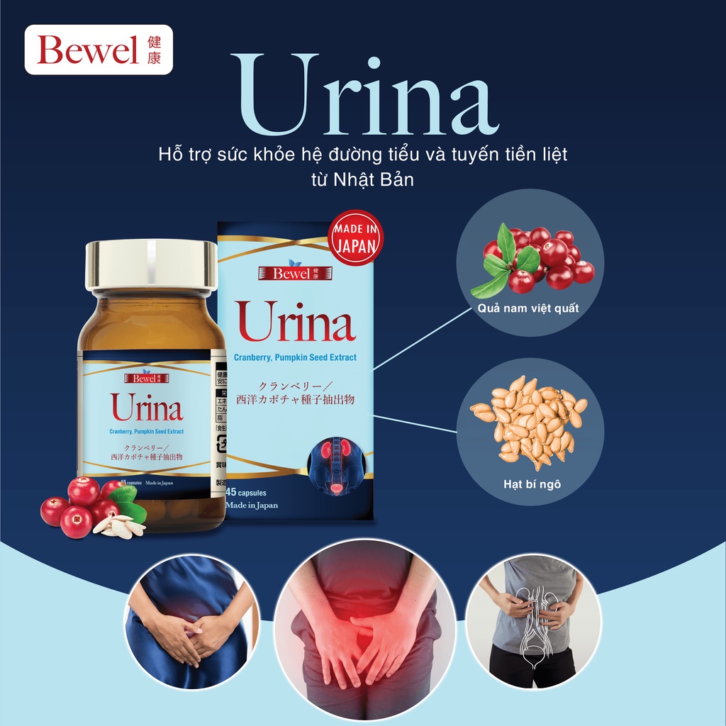Viên Uống Tiểu Đường Bewel Urina Giúp Cải Thiện Rối Loạn Đường Tiểu Và Phì Đại Tiền Liệt Tuyến (Hộp 45 Viên)