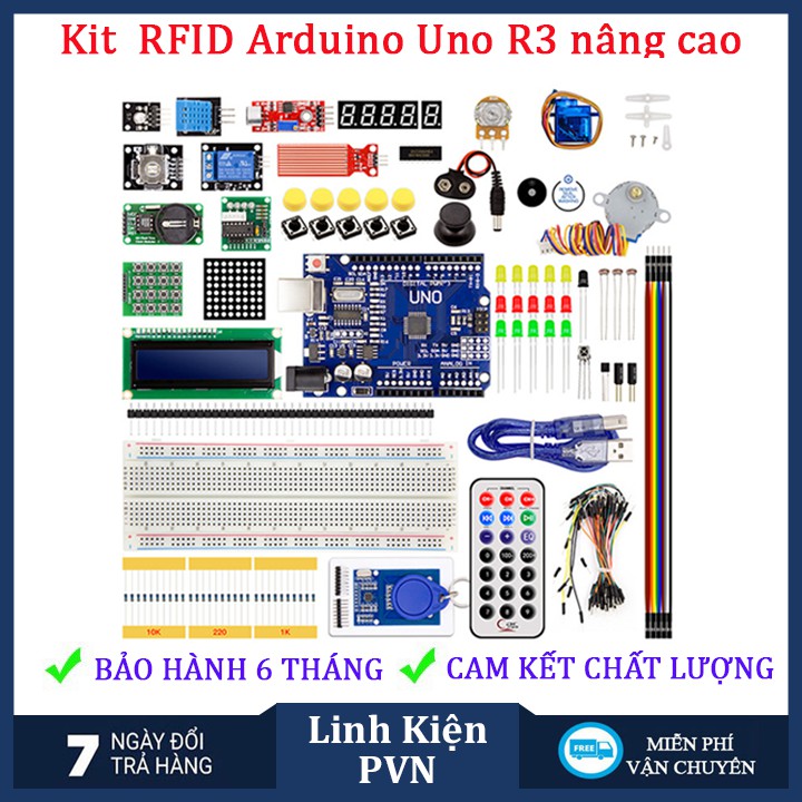 [Mã 158ELSALE giảm 7% đơn 300K] ✅ [BẢO HÀNH 6 THÁNG] Bộ kit Arduino UNO R3 nâng cao Chíp cắm