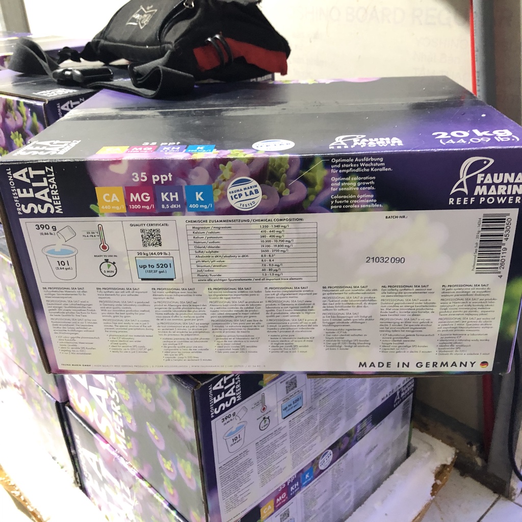 Muối Đức Fauna Marin cho hồ cá biển – Hộp 20Kg