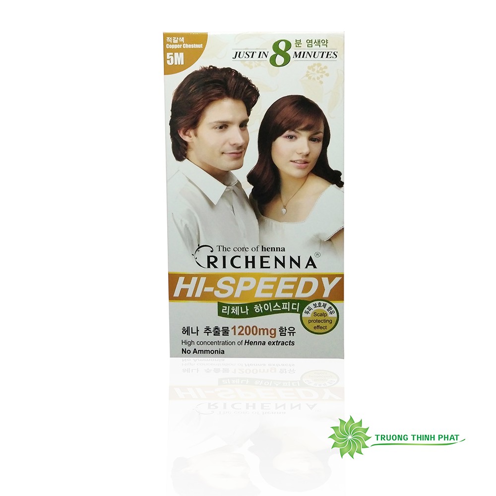 Nhuộm tóc phủ bạc thảo dược Richenna Hi-Speedy 60/60g (6 màu lựa chọn)