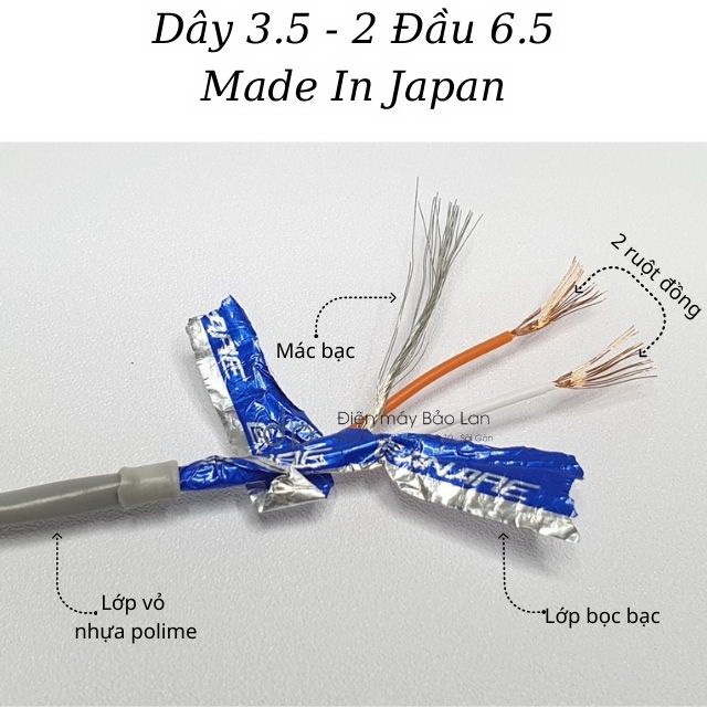 Dây 3.5 Ra 2 Đầu 6 Ly Mono Hãng Canare Japan, Màu Xám, Bảo Hành 6 Tháng