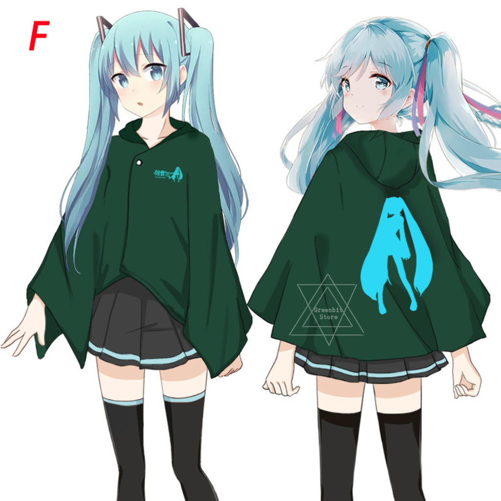 Anime Cosplay Hatsune Miku Outwear Cloak Hooded Long Sleeve Coat Jacket Casual Clothing-168