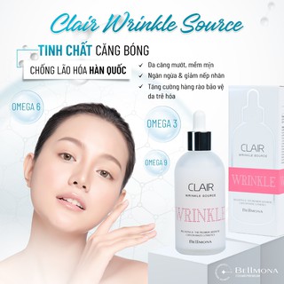 Bellmona Clair Wrinkle Source 100ml - Tinh chất cấp ẩm, mờ nếp nhăn, dưỡng da căng mịn