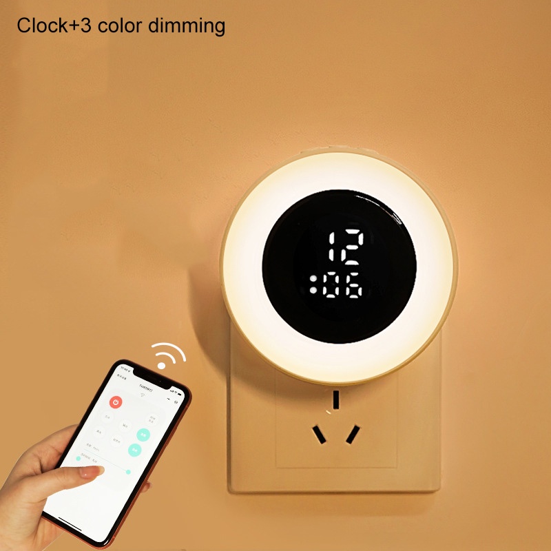 Đèn ngủ NAFENAI có đồng hồ hẹn giờ điều khiển từ xa sạc điện thoại cho phòng của bé (có bán lẻ)