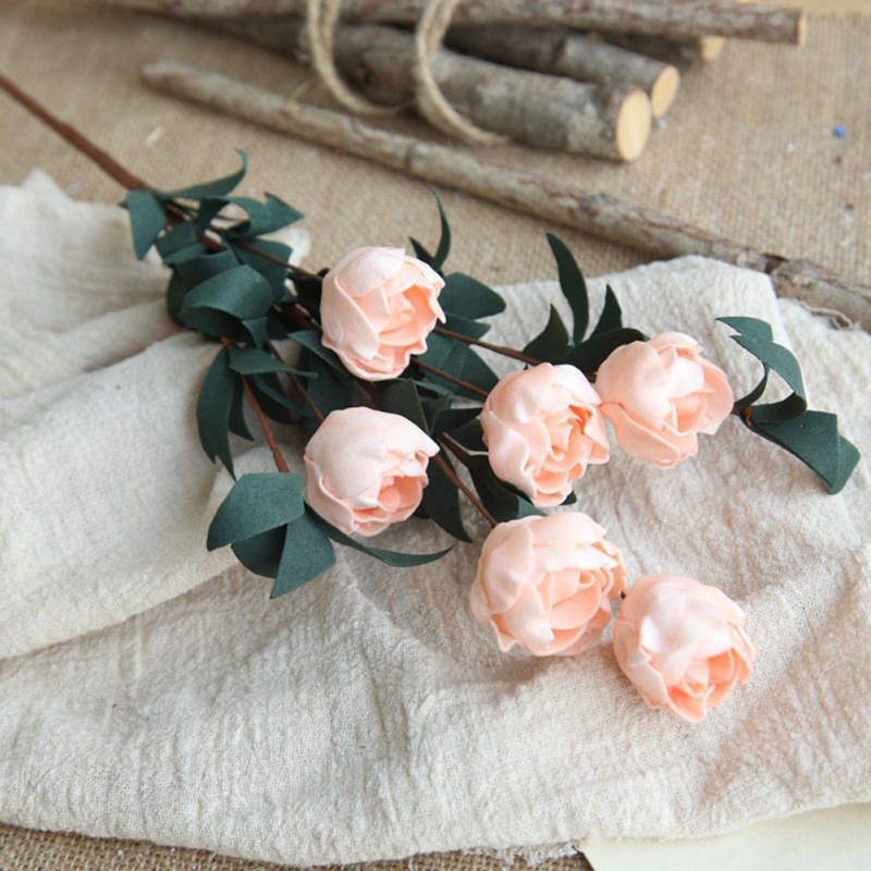 Bộ 6 bông hoa hồng nhân tạo dùng cho trang trí