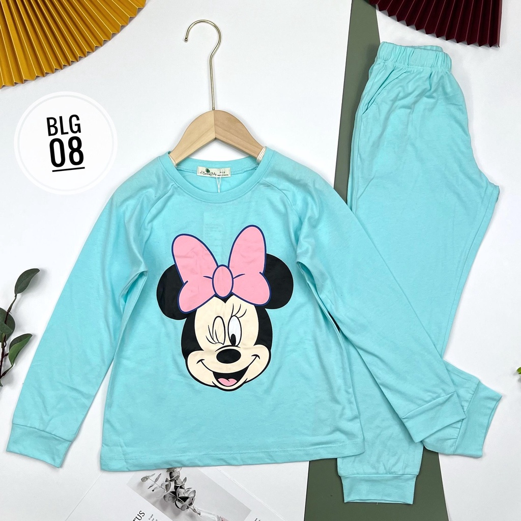 Bộ cotton thu đông bé gái mác litibaby, size đại cho bé từ 8/16T, tương dduong 25 - 47kg
