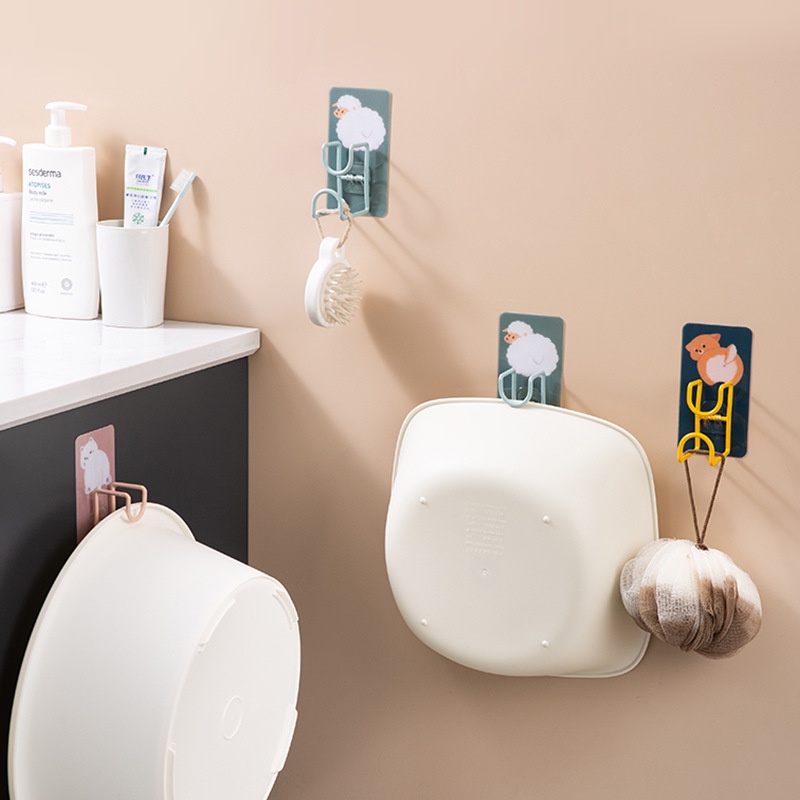Móc Dán Tường Treo Thau Chậu, khăn quần áo/ giá gắn tường, treo đồ nhà bếp Trang Trí Nhà Cửa Hình Thú Cực Xinh