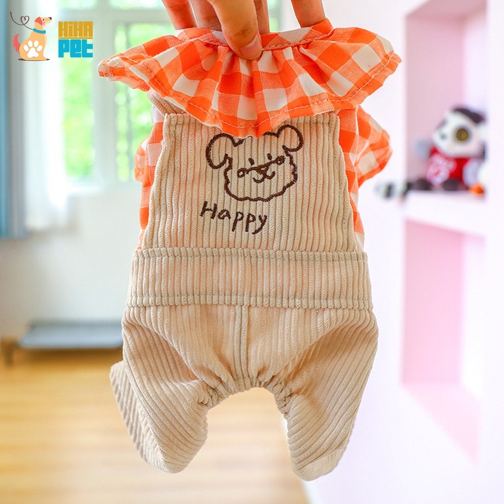 Quần Áo Cho Chó Mèo Jump Kẻ Sọc Quần Áo Thú Cưng Hàn Quốc Cao Cấp Hihapet