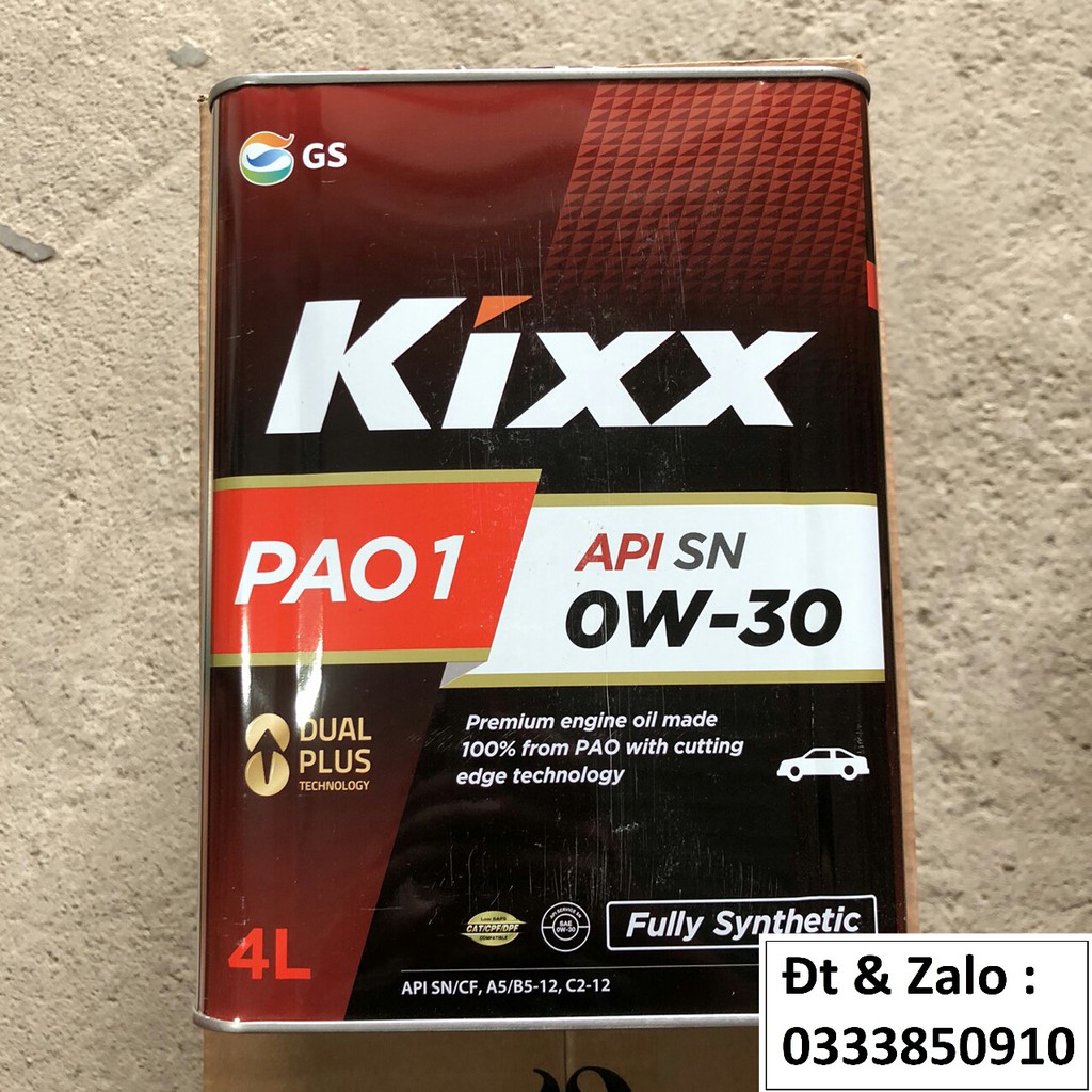 Nhớt ô tô tổng hợp toàn phần Kixx PAO 1 0w30 [ 4L ]