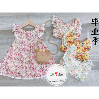 Váy hoa bánh bèo chạy viền ren