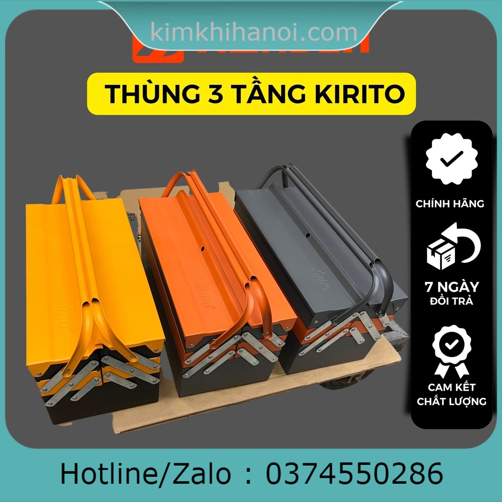 Hộp đựng dụng cụ, đồ nghề đa năng KIRITO - Hộp 3 tầng 5 khay , sơn nhám tĩnh điện