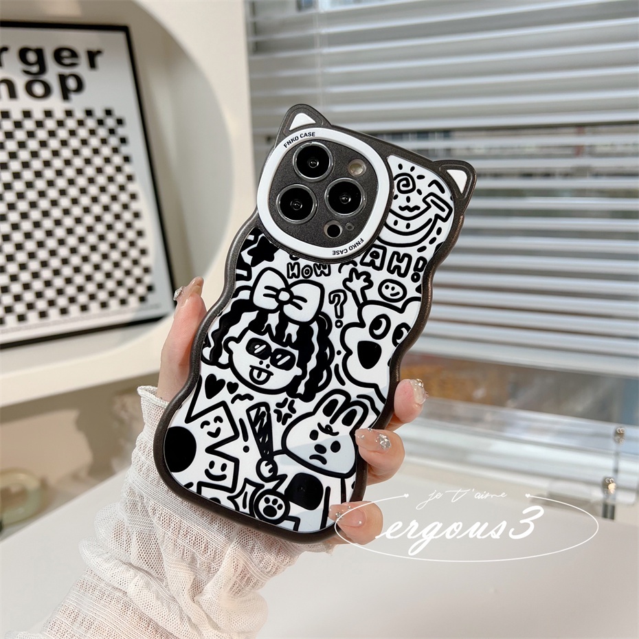 Cat EarỐp Điện Thoại Mềm Hình Tai Mèo Màu Graffiti Cho iPhone 14 13 12 11 Pro Max SE2020 X XR Xs Max 7 8 6 6s Plus