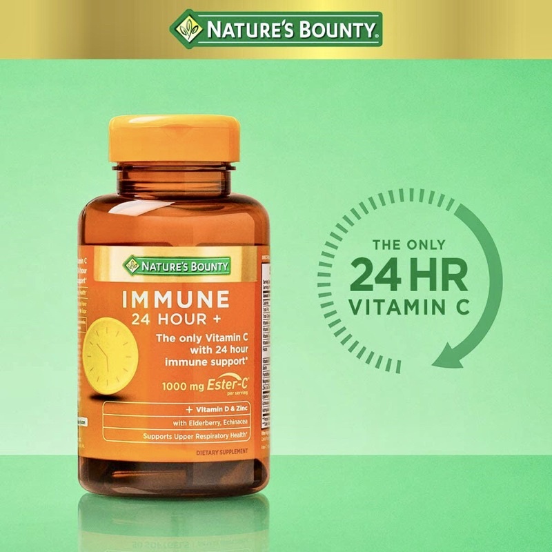 🌈🌼  Viên Uống Hỗ Trợ Miễn Dịch Nature's Bounty Immune 24 Hour+ 120 Softgels Của Mỹ🌈🌼