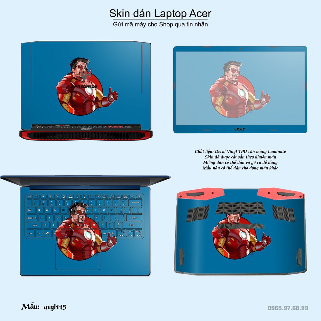 Skin dán Laptop Acer in hình Avenger _nhiều mẫu 2 (inbox mã máy cho Shop)