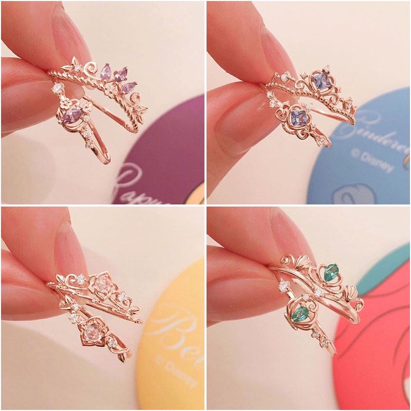Nhẫn Kiểu Vương Miện Công Chúa Disney Tùy Chọn Có Thể Điều Chỉnh Thời Trang Cho Nữ