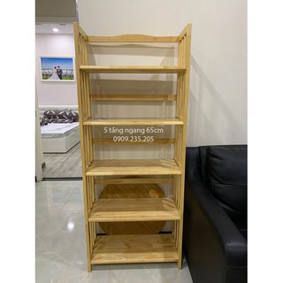 [Mã LIFEBKA5 giảm 10% tối đa 1 Triệu đơn 500k] KỆ SÁCH 5 TẦNG NGANG 65CM - GỖ CAO SU