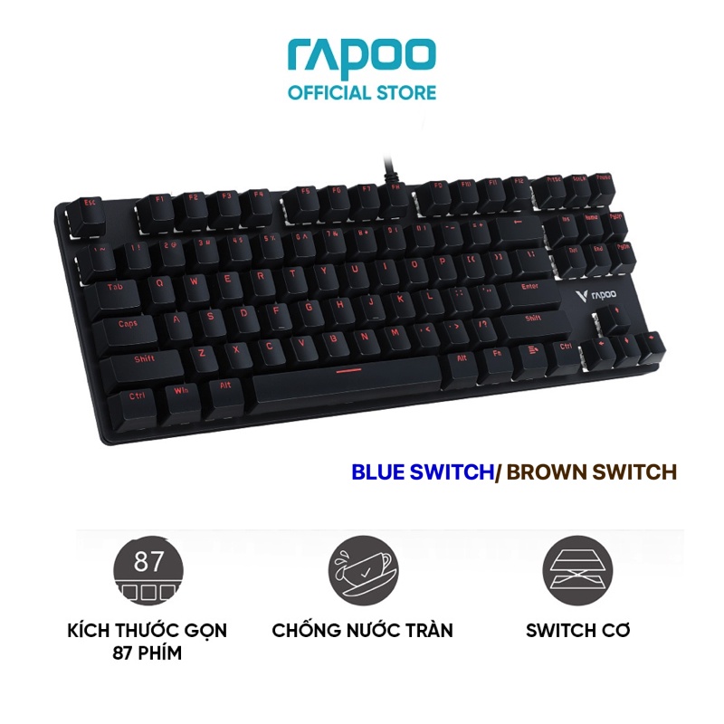 Bàn phím cơ chuyên game Rapoo V500 Alloy (Blue switch / Brown Switch)