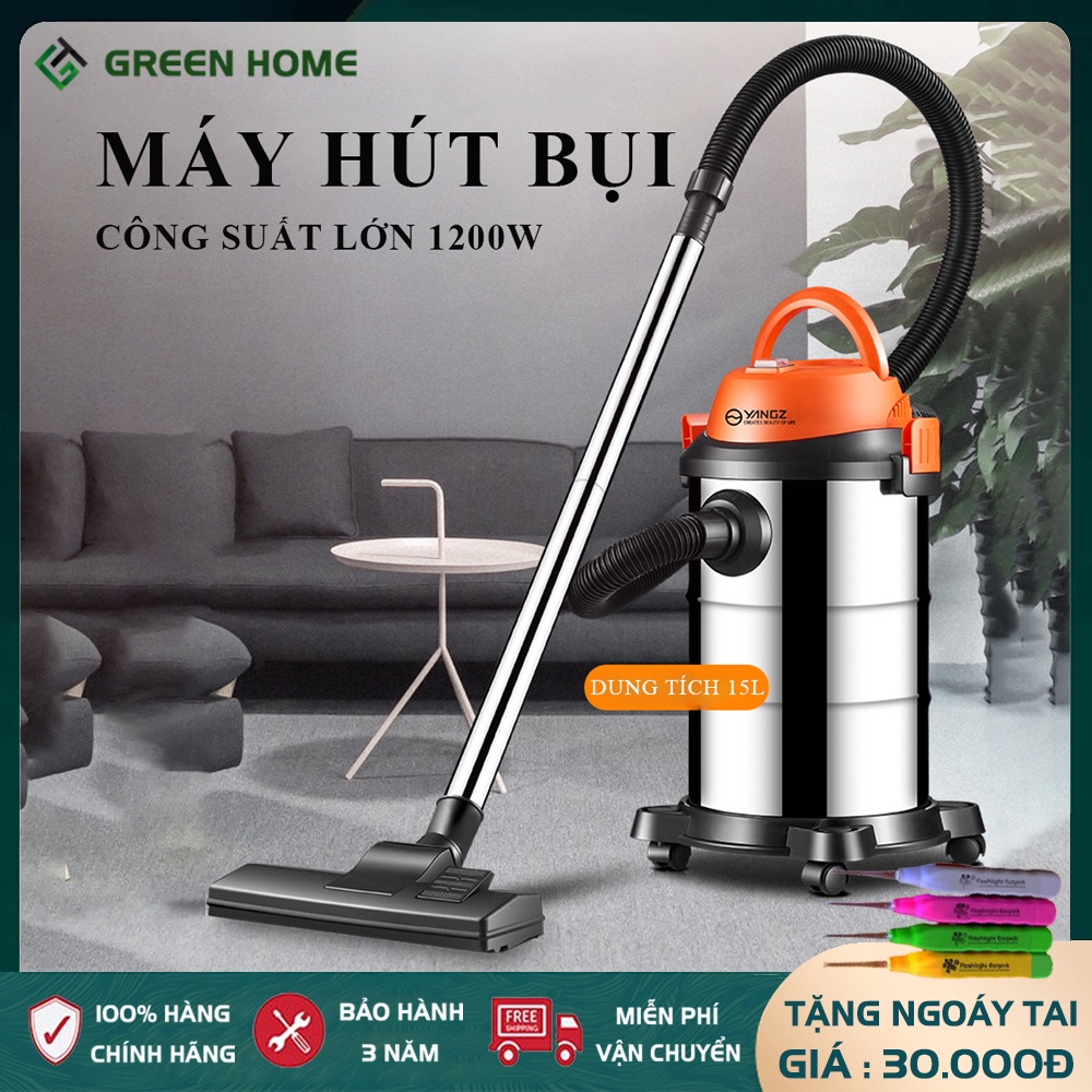 Máy hút bụi công nghiệp công suất lớn 1200W dung tích 15L - 3 chế độ Hút khô - ướt - thổi - Bảo hành 2 năm