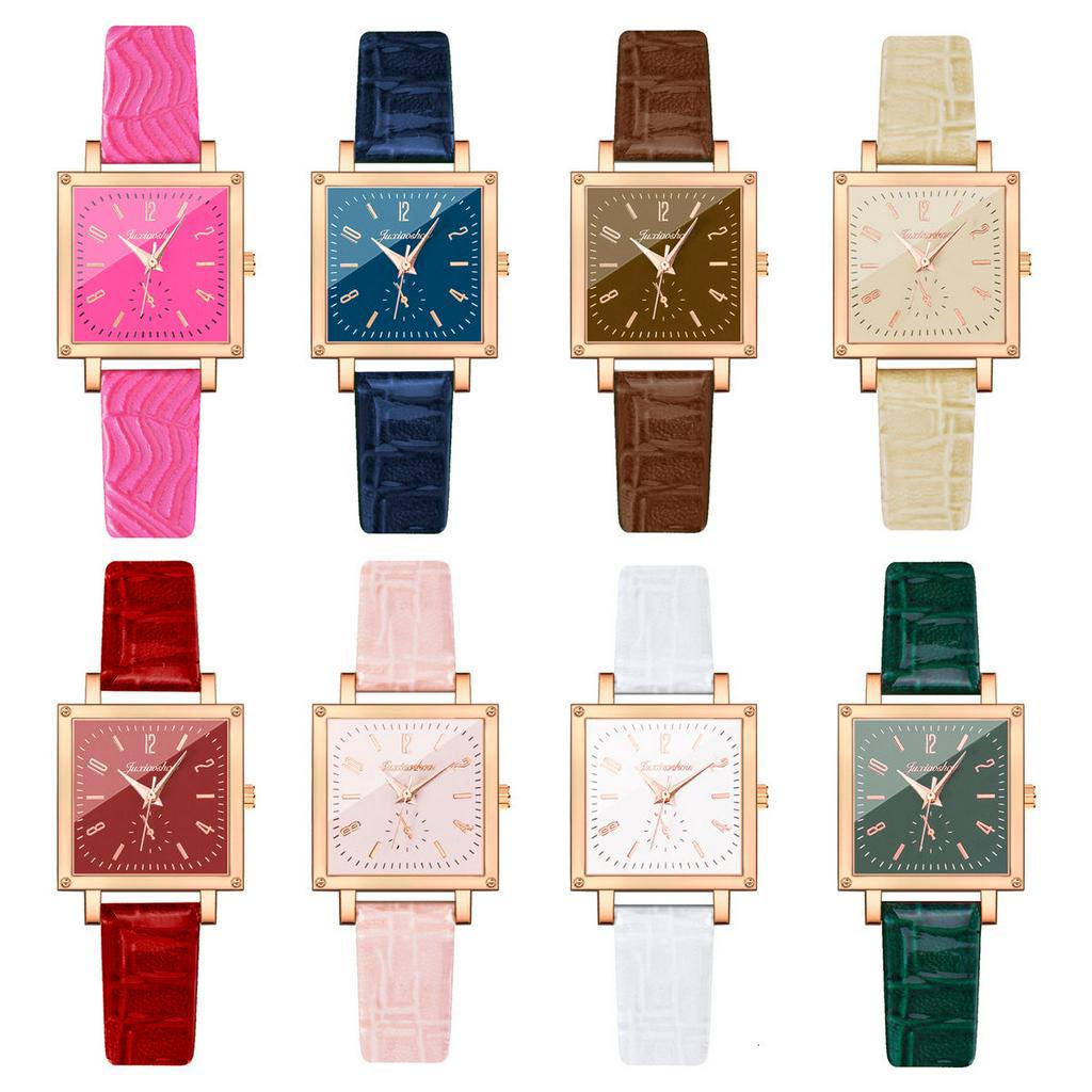 Đồng Hồ Quartz Mặt Vuông Với Dây Đeo Da Dành Cho Nữ