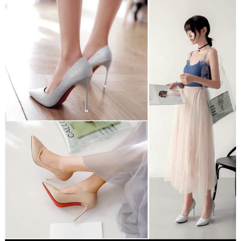 FREE SHIP Giày cao gót mũi nhọn ánh kim siêu đẹp | BigBuy360 - bigbuy360.vn
