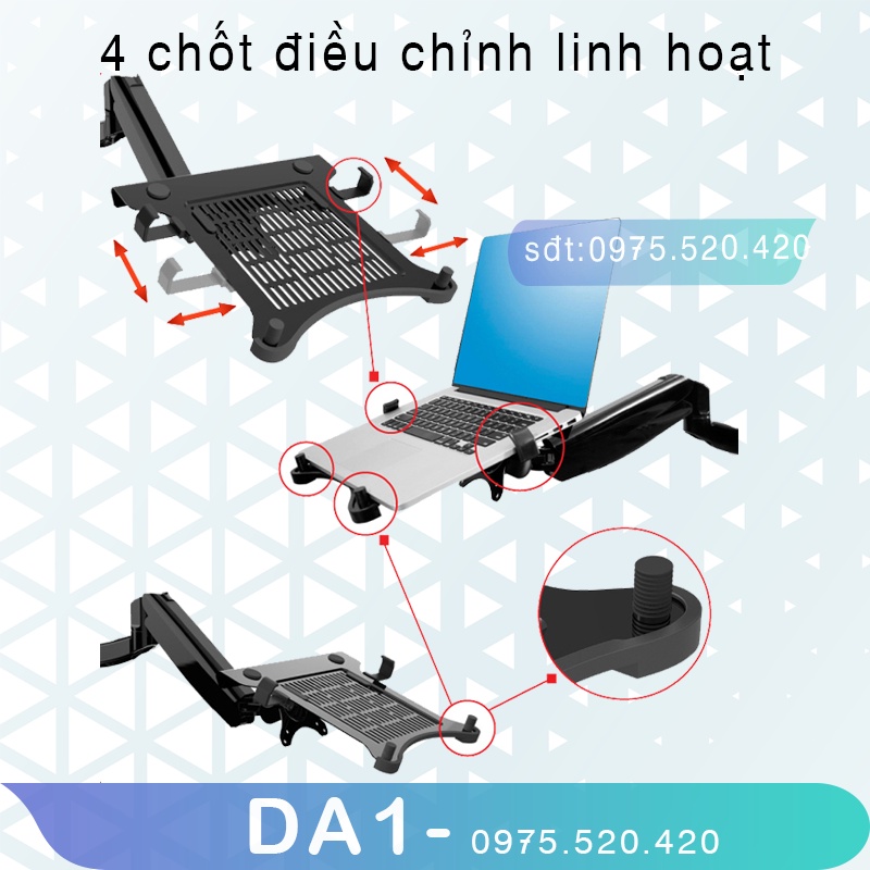 FP2 - Giá Đỡ Kẹp LAPTOP, MÁY TÍNH BẢNG,  [Màn hình 10- 17.3 inch] -[Lắp đặt cùng các tay treo màn hình]