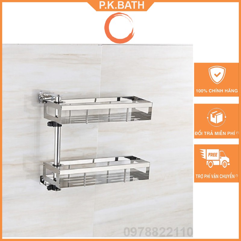 Giá Để Đồ Nhà Tắm - Kệ Để Gia Vị Nhà Bếp - Giá INOX SUS304 2 Tầng Xoay 180 Độ lắp đặt mọi ví trí