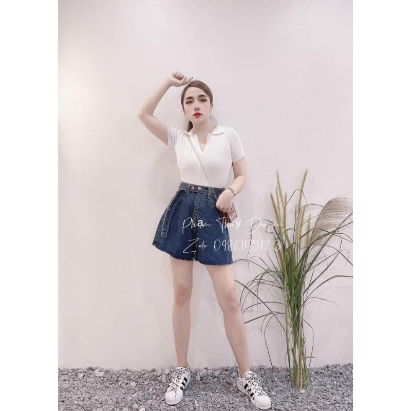 Áo len cổ V ôm body hàng QC