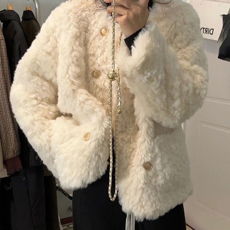 Áo Khoác Len Lông Cừu cotton Dày Dáng Rộng Thời Trang Mới 2023 Cho Nữ