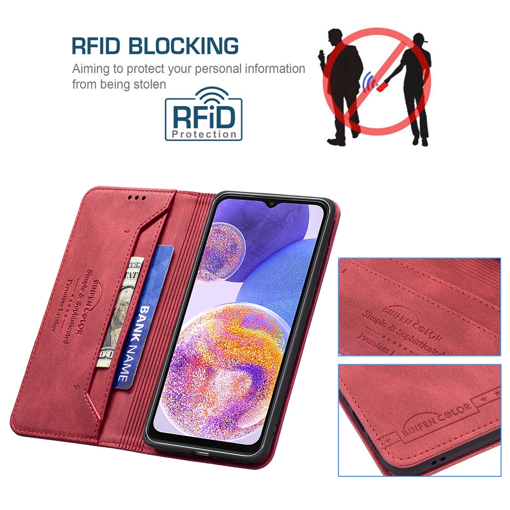 Bao Da Điện Thoại Nắp Lật Kèm Ngăn Đựng Thẻ Chống Trộm Cho Samsung Galaxy A23 S22+ / S22 Plus S22 Ultra 5G