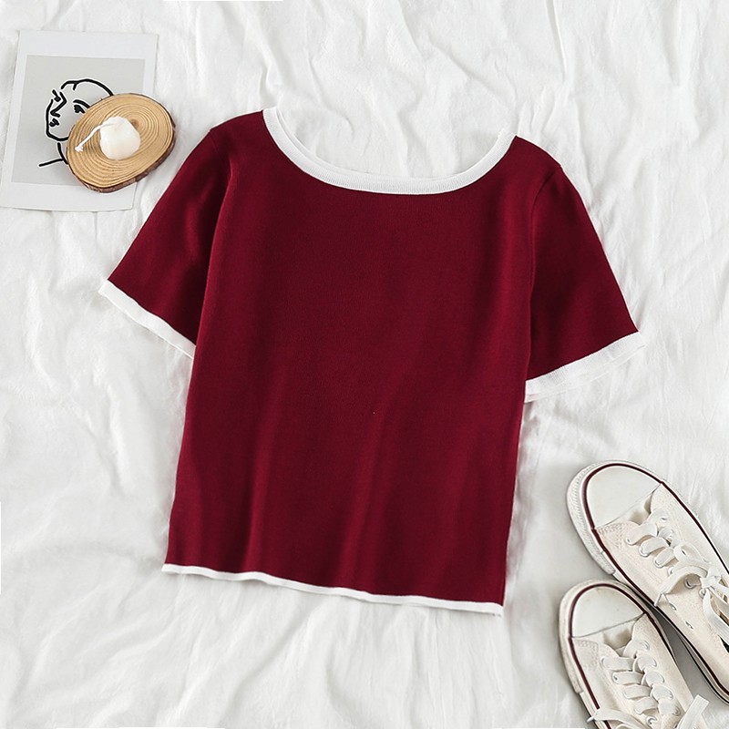 NUZIRO Áo croptop  dệt kim thiết kế đơn giản dễ phối đồ cho nữ