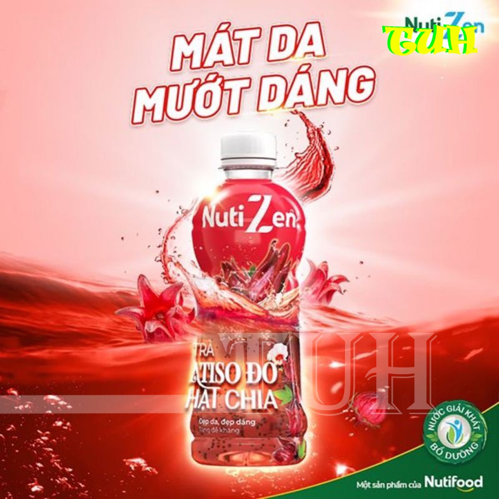 Lốc 6 Chai Trà Atiso Đỏ Hạt Chia Nutizen 290ml-TUH
