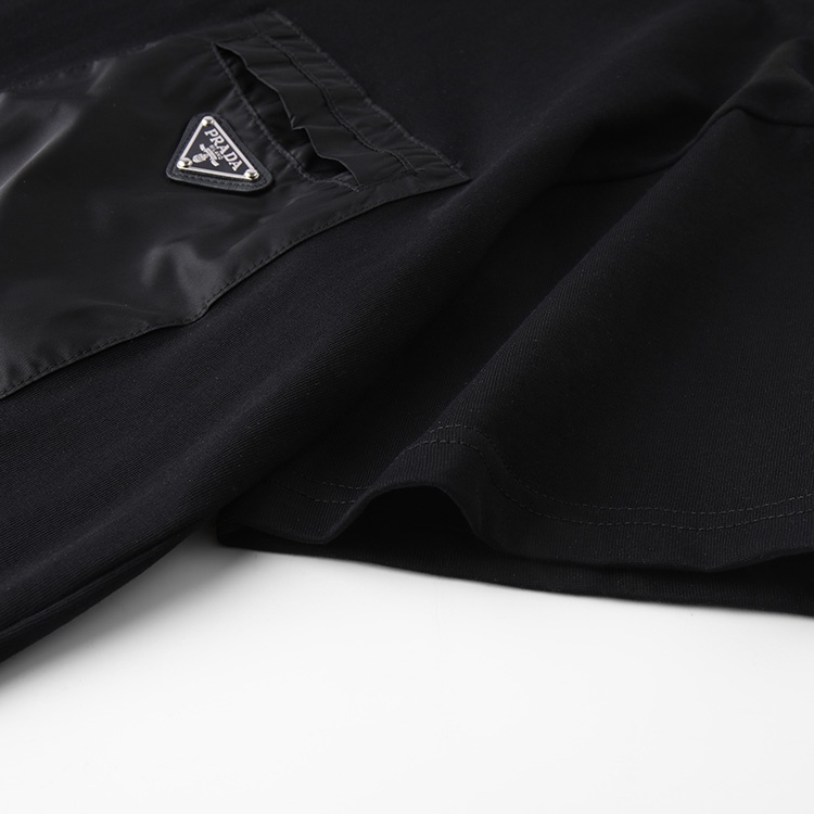 Áo Thun cotton Ngắn Tay In Nhãn Hiệu Prada Tam Giác Thời Trang unisex