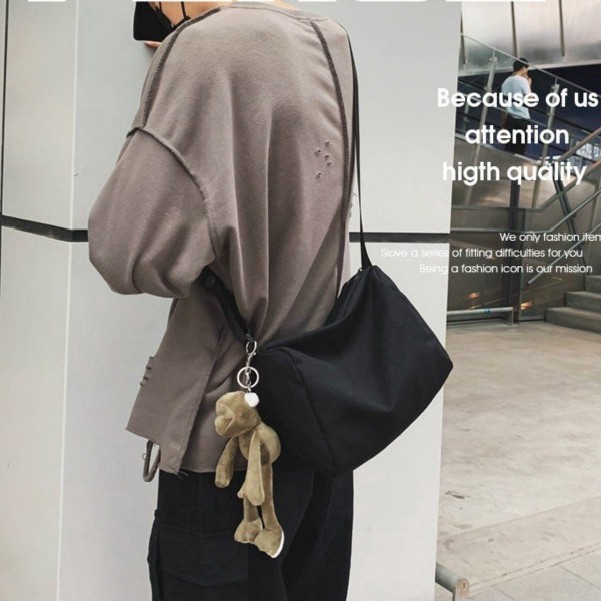 Túi đeo chéo vải canvas phong cách thời trang Hàn Quốc unisex, dành cho học sinh , sinh viên đi học đi chơi