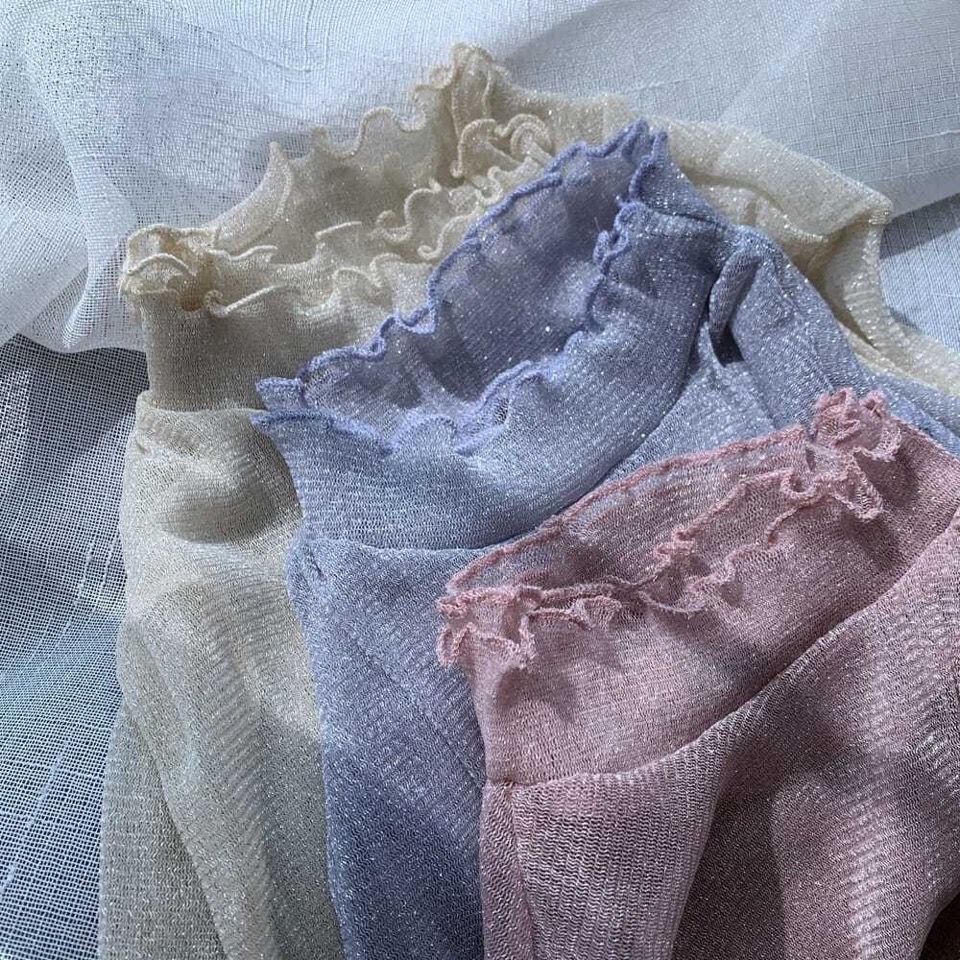 Áo Sơ Mi Dài Tay Hai Lớp Viền Ren Mềm Mại Nhẹ Nhàng Thanh Lịch Cho Nữ