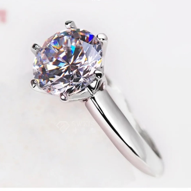 Nhẫn Bạc S925 One Carat Moissanite Sáu Prongs 8 Trái Tim 8 Mũi Tên
