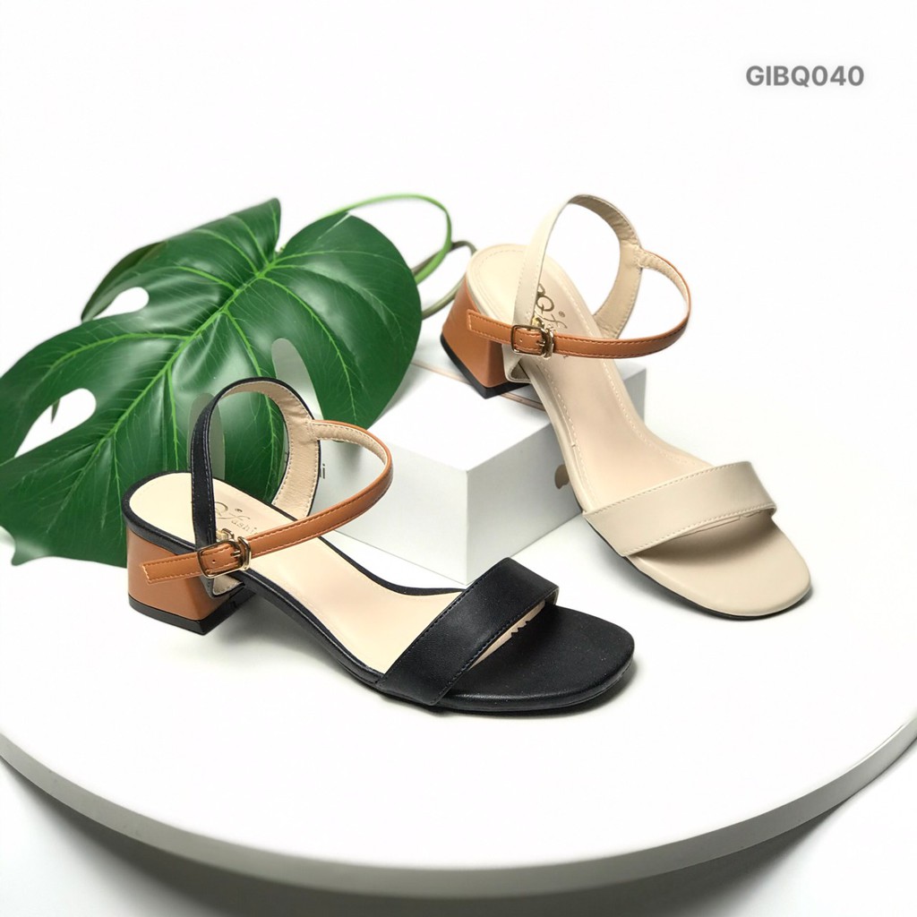 Sandal nữ BQ ❤️FREESHIP❤️ Giày sandal phối quai màu sắc trẻ trung gót vuông 5cm GIBQ040
