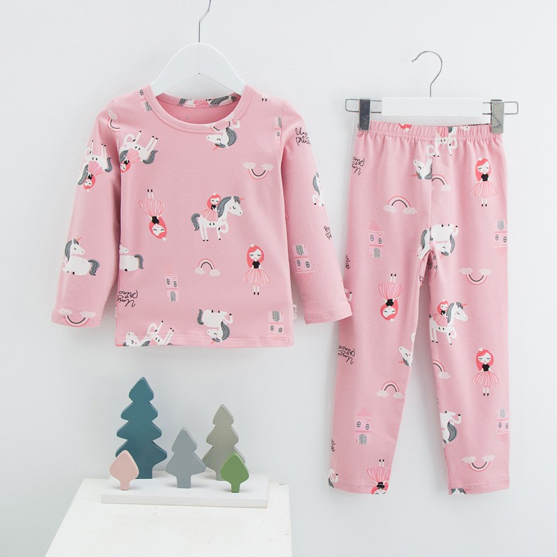 Bộ Đồ Ngủ 2 Món Tay Dài Vải Cotton Mềm In Hoạt Hình Thời Trang Thu Đông Cho Bé