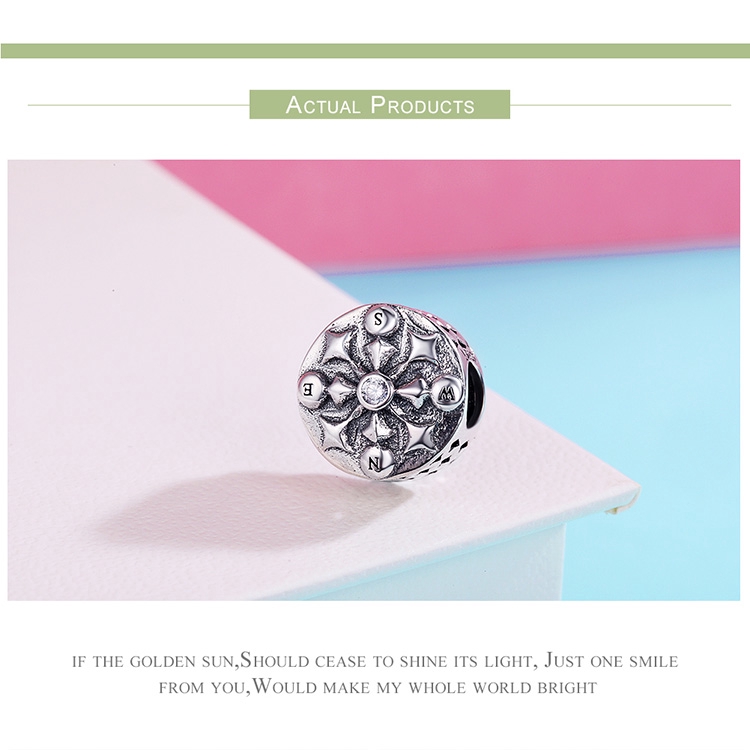 BAMOER Hạt Charm Bạc 925 100% Hình La Bàn