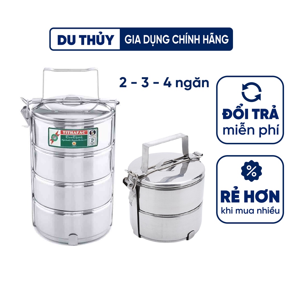 Cà mên inox (cặp lồng) đựng cơm văn phòng 2 tầng, 3 tầng, 4 tầng thương hiệu Tithafac