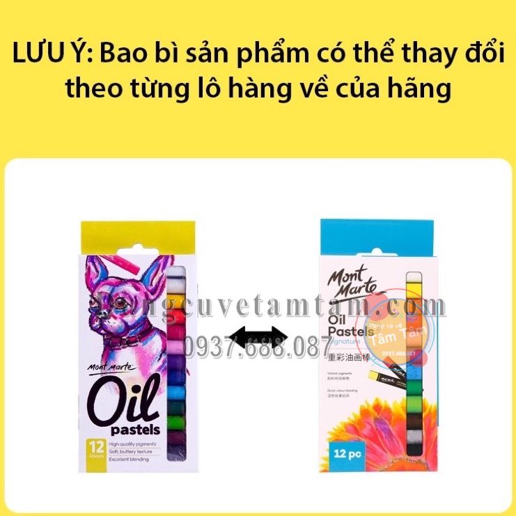 Sáp Dầu Mont Marte 12/24 màu, Mont Marte Oil Pastels