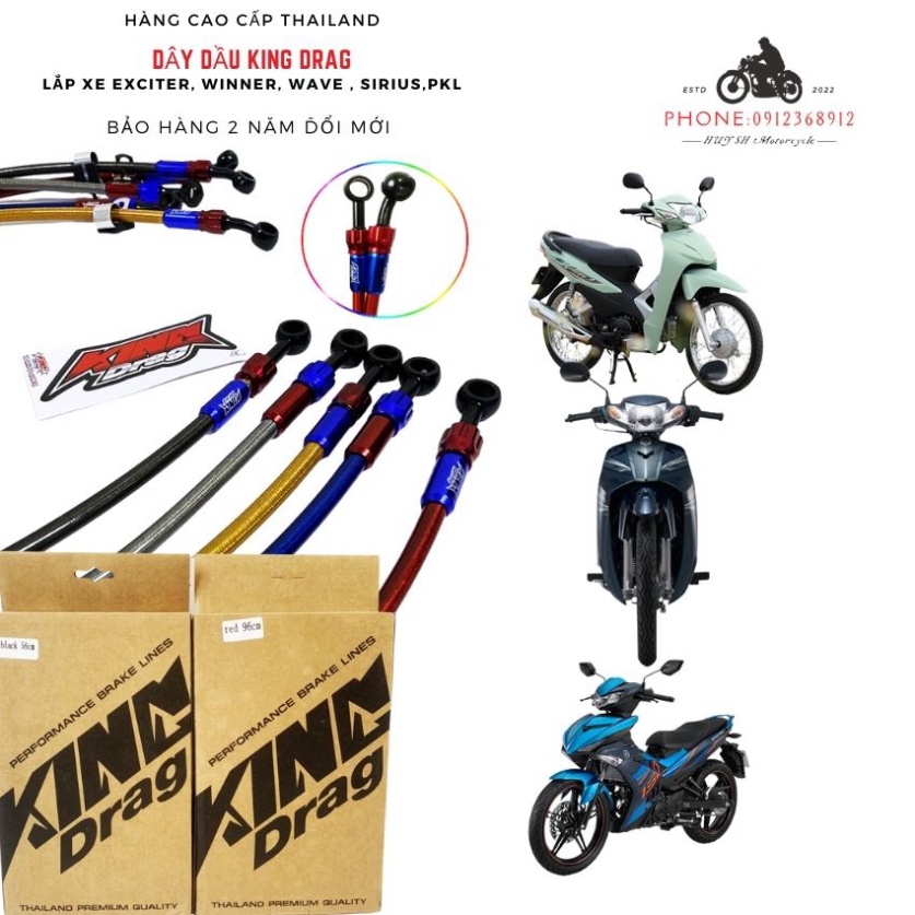 Dây Dầu Đầu Nhôm CNC Xoay 360 Độ King Drag Cho Xe Máy
