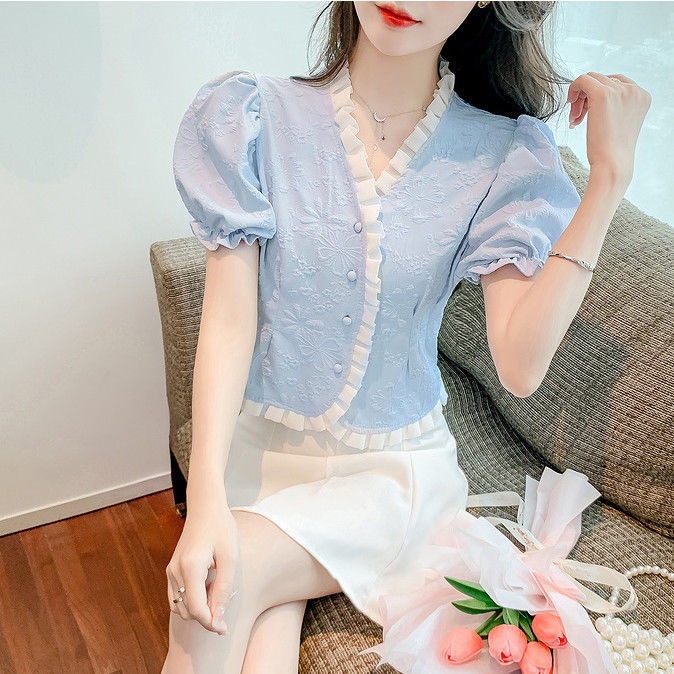Áo Tay Phồng Cổ Chữ V Thời Trang Mùa Hè Cho Nữ JL-TX-275