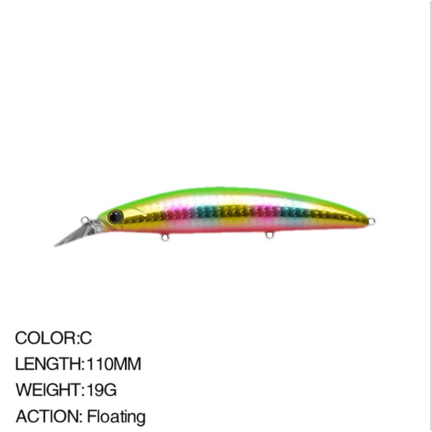 Thuyền đánh cá nổi trên biển Minnow 110mm / 19g Mồi câu cá bằng nhựa cứng