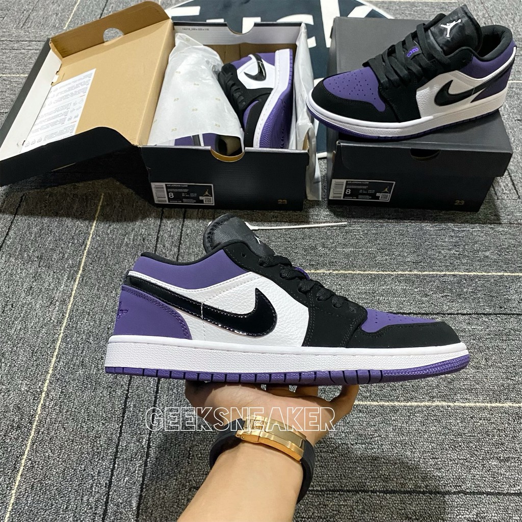 [GeekSneaker] Giày Jordan 1 Low CURT PURLE BLACK - Cổ Thấp Tím Đen Trắng