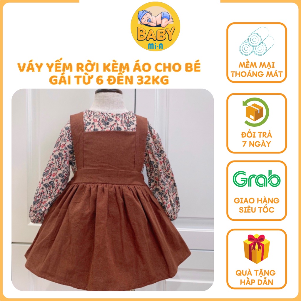 Váy yếm rời kèm áo cho bé gái từ 6 đến 32kg, đầm công chúa tiểu thư thiết kế - MiaKids
