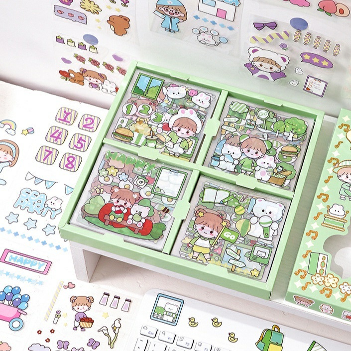 Hộp 100 Tấm Sticker dán trang trí không trùng hình