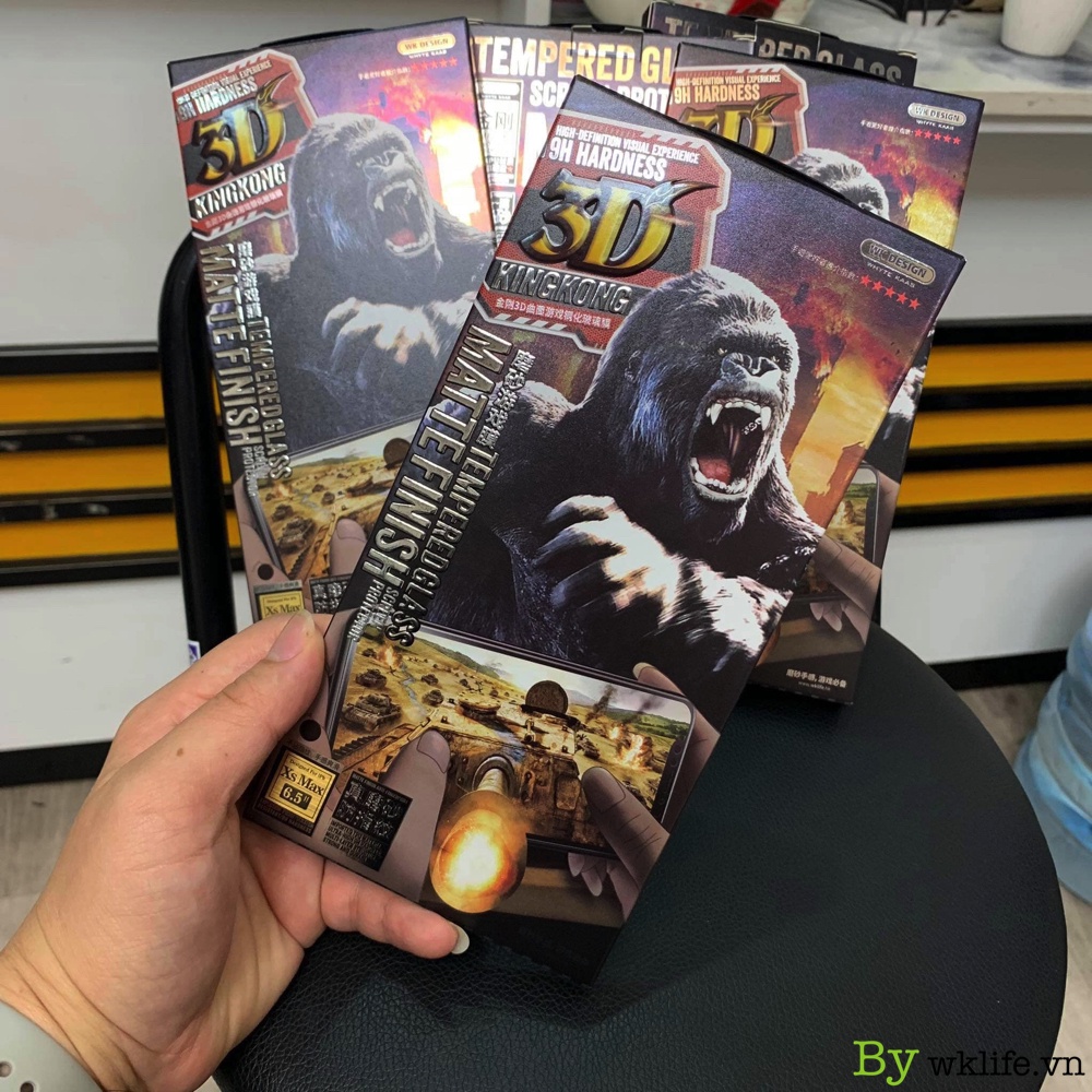 Kính Cường lực KingKong Nhám Chống Vân Tay chơi Game WK Design WTP-030 cho 7plus/8plus/x/xs/xsmax/11/12/13/14/pro/promax
