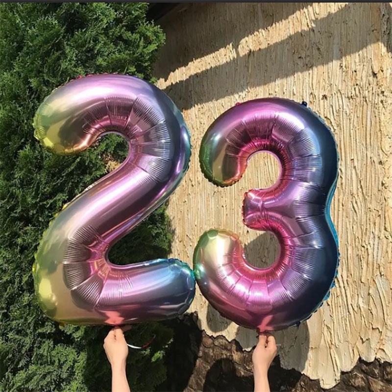 Bong Bóng Hình Số 0-9 Màu Vàng Hồng 32 inch Dùng Trang Trí Tiệc Sinh Nhật